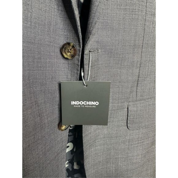 Indochino New Bespoke 2 Button Gray Blazer Sport‎ Coat Jacket Men's Camo Lining - Picture 5 of 12